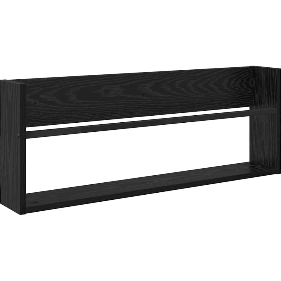 vidaXL Tijdschrift Rek Zwart Eiken 80 x 12 x 30 cm Bewerkt hout