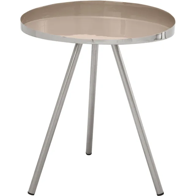 Padiro ronde bijzettafel - Ø 41 x 47 cm - Taupe - Modern Art deco Glamour - IJzer, Metaal bruin