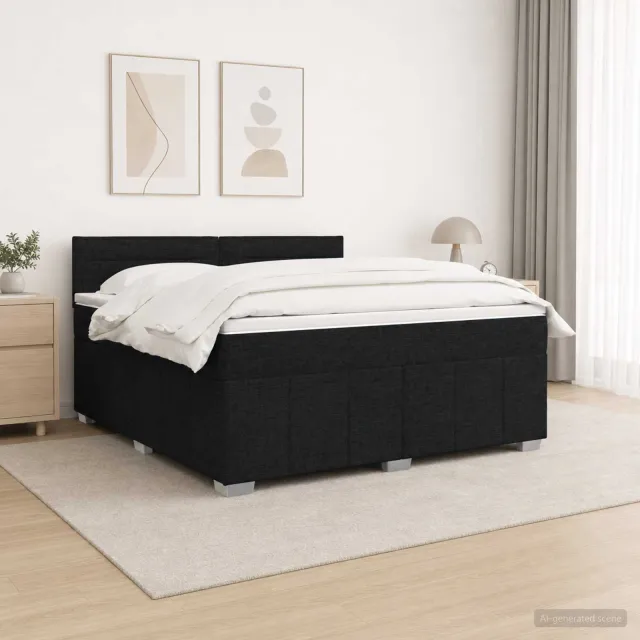 vidaXL Boxspringbed met matras met hoofdeinde Zwart 180 x 200 cm Stof