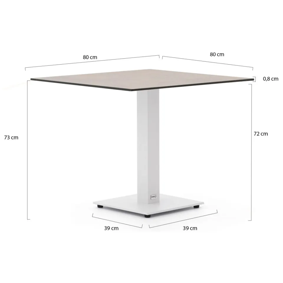 Forza Furniture Forza Orta tuintafel 80x80x73cm wit, foto 2