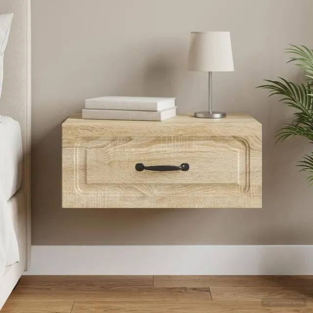vidaXL Wandbeugel Bedkast Sonoma Eiken 49 x 34,5 x 20 cm Bewerkt hout, foto 2