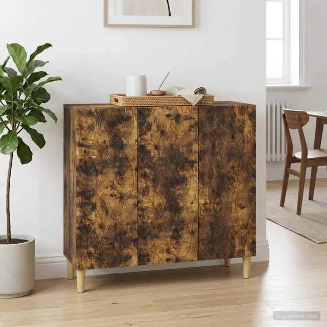 vidaXL Dressoir Gerookt eiken 89 x 34,5 x 80 cm Bewerkt hout Bruin