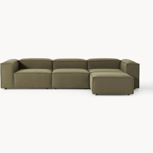 Westwing Collection Modulaire bank Lennon (4-zits) met poef (links/rechts) Groen