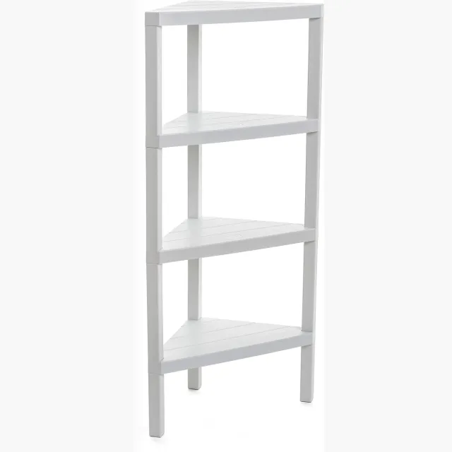 Ibenzoa Moderne Witte Hoekplank met Houteffect en Anti-Slip Bumpers voor Elke Ruimte