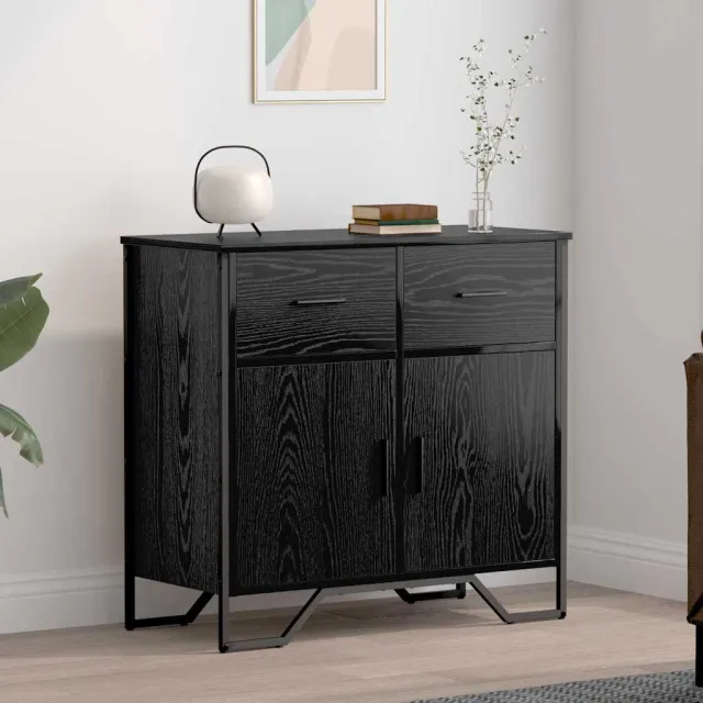 vidaXL Dressoir Zwart Eiken 79,5 x 35,5 x 74,5 cm, foto 2