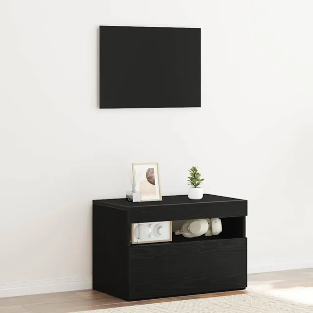 vidaXL Nachtkastje Zwart Eiken 60 x 35 x 40 cm Bewerkt hout, foto 2