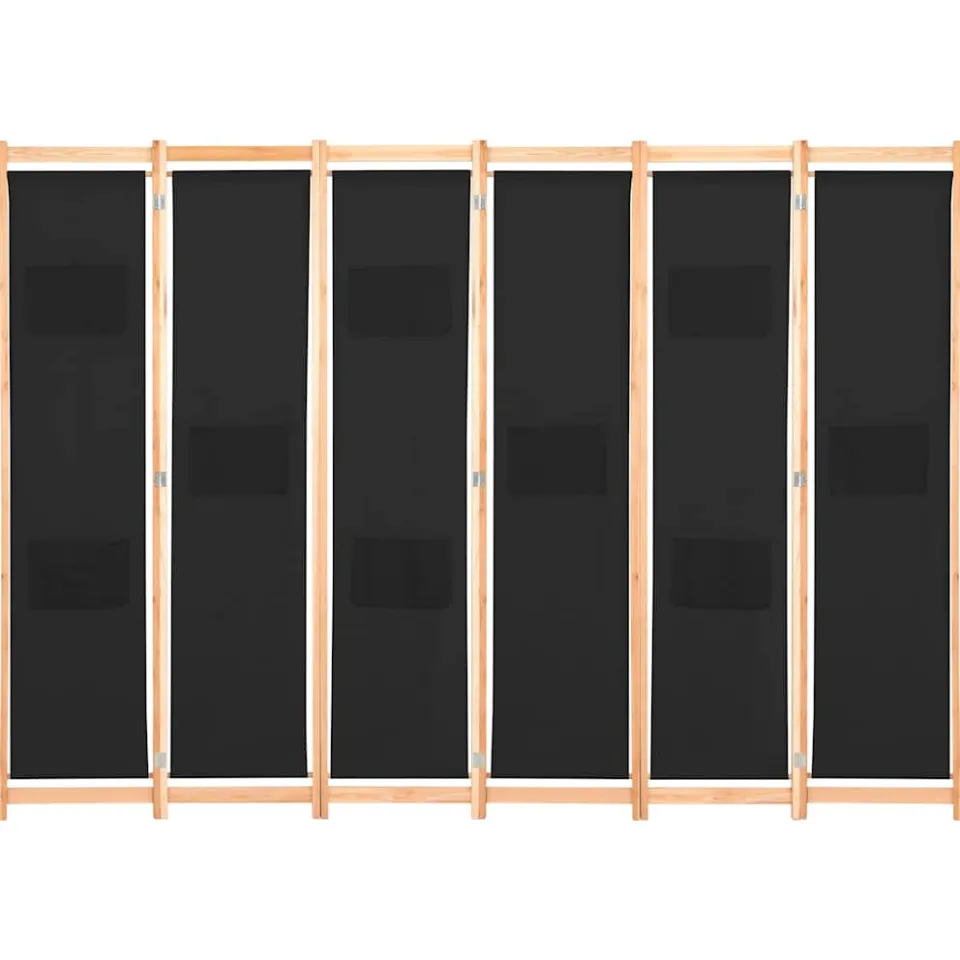 vidaXL Kamerscherm met 6 panelen 240x170x4 cm stof zwart, foto 2