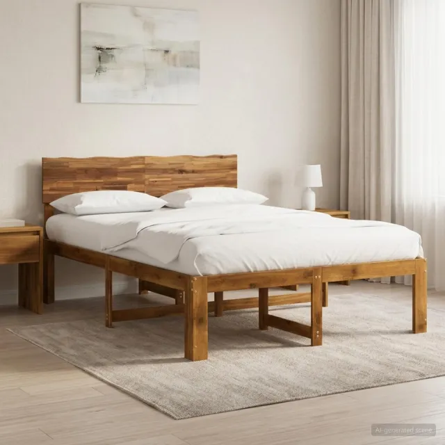 vidaXL Tweepersoonsbed met hoofdeinde ROSTOCK Naturel 140 x 190 cm Bruin