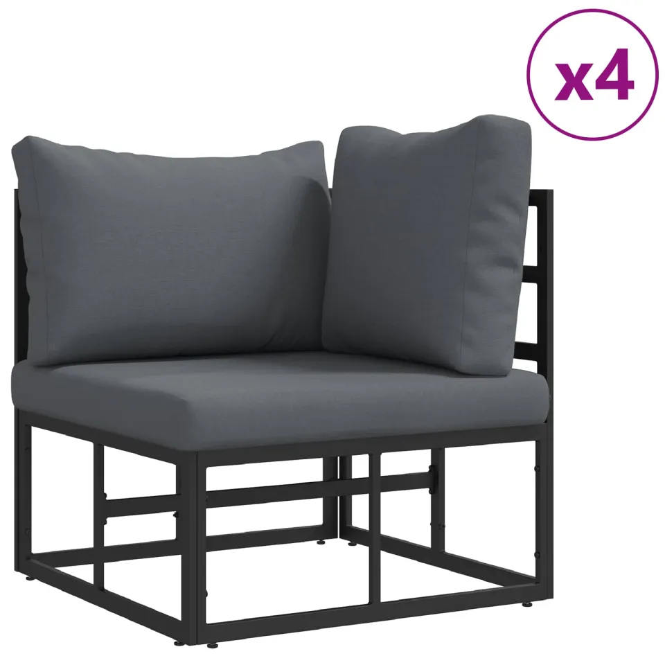 vidaXL Tuinbankenset 12 st Zwart Aluminium, foto 4