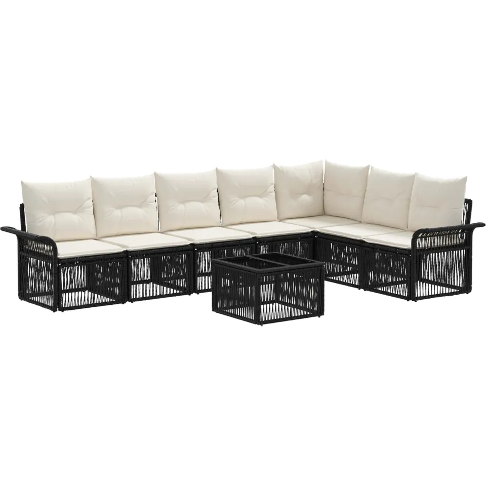 vidaXL Tuinbankenset 8 st Zwart poly rattan