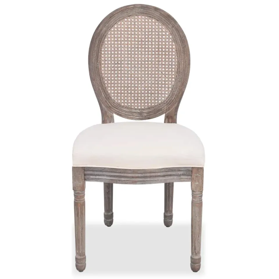 vidaXL Eetkamerstoelen 6 st stof crèmekleurig, foto 3