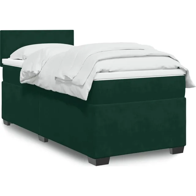 vidaXL Boxspring met matras fluweel donkergroen 100x200 cm groen