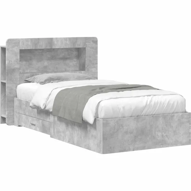 vidaXL Bedframe met opslag Betongrijs 75 x 190 cm Bewerkt hout