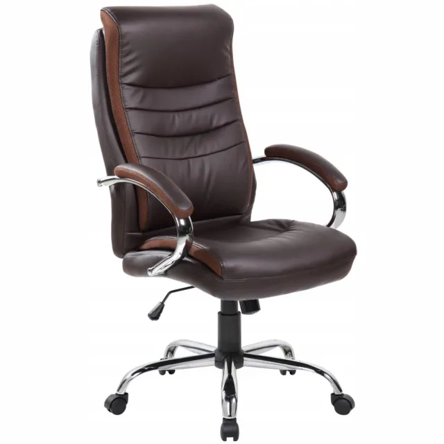 Furnitex FB 55-FX - Bureaustoel - Bruine kunstleren bekleding - TILT-kantelmechanisme - Verchroomde voet Bruin;Chroom