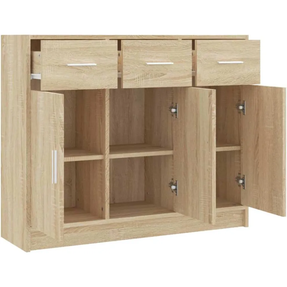 vidaXL Dressoir 91x28x75 cm bewerkt hout sonoma eikenkleurig, foto 4