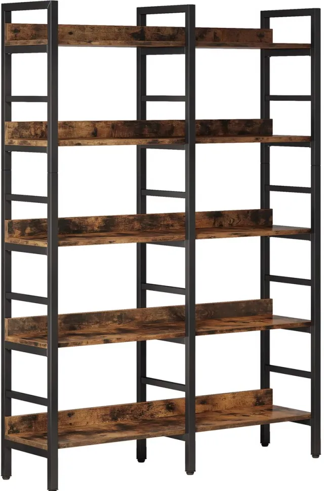 Happiq 5-laags Boekenkast - Boekenplank - Wandplank - Boekenrek - Voor opslag / woonkamer / kantoor - Bruin