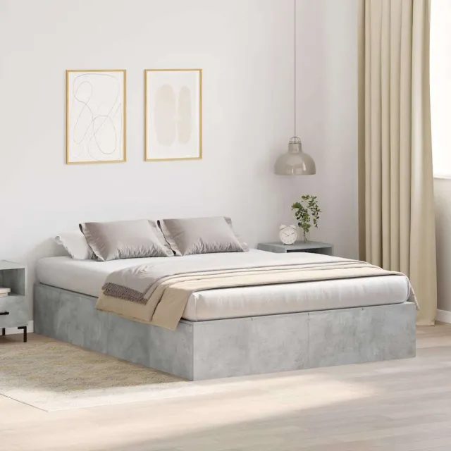 vidaXL Opbergbedframe met opslag Beton Grijs 150 x 200 cm Bewerkt hout