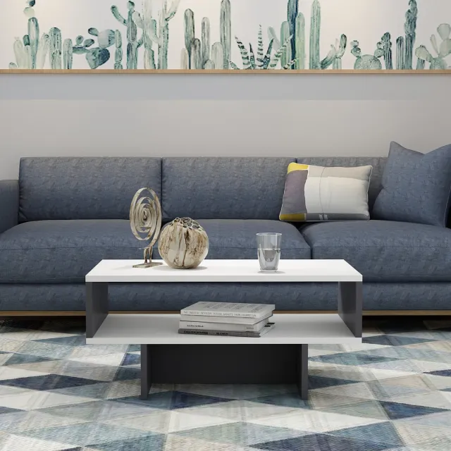 en.casa Salontafel Mjölby 36,4x80x45 cm wit en antraciet