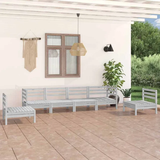 vidaXL 6-delige Loungeset massief grenenhout wit, foto 2