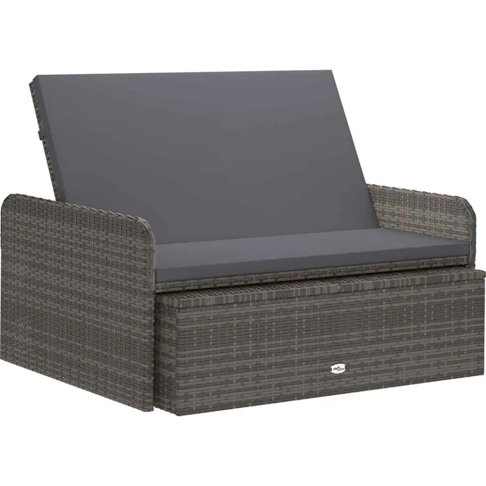 vidaXL 2-delige Loungeset met kussens poly rattan grijs, foto 3