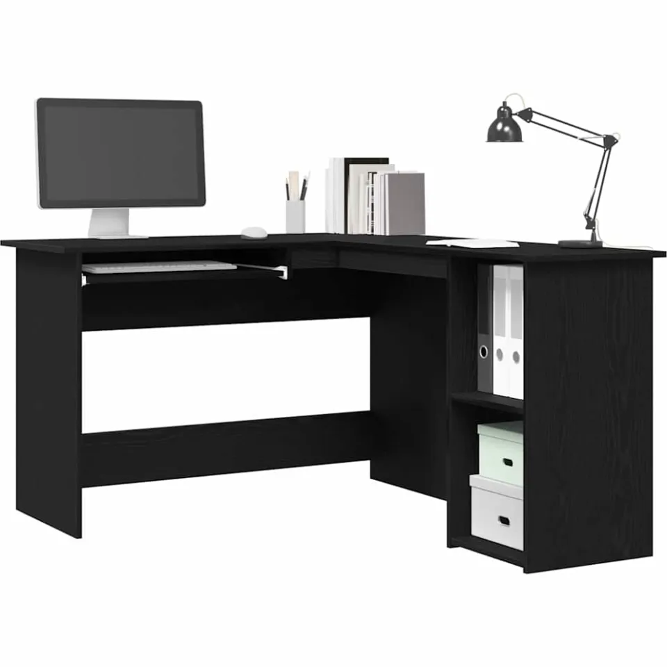 vidaXL Hoekbureau Zwart Eiken 120 x 140 x 75 cm Bewerkt hout