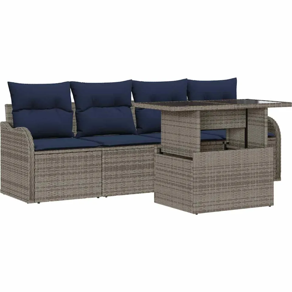 vidaXL Tuin Sofa Set 5 st Grijs poly rattan
