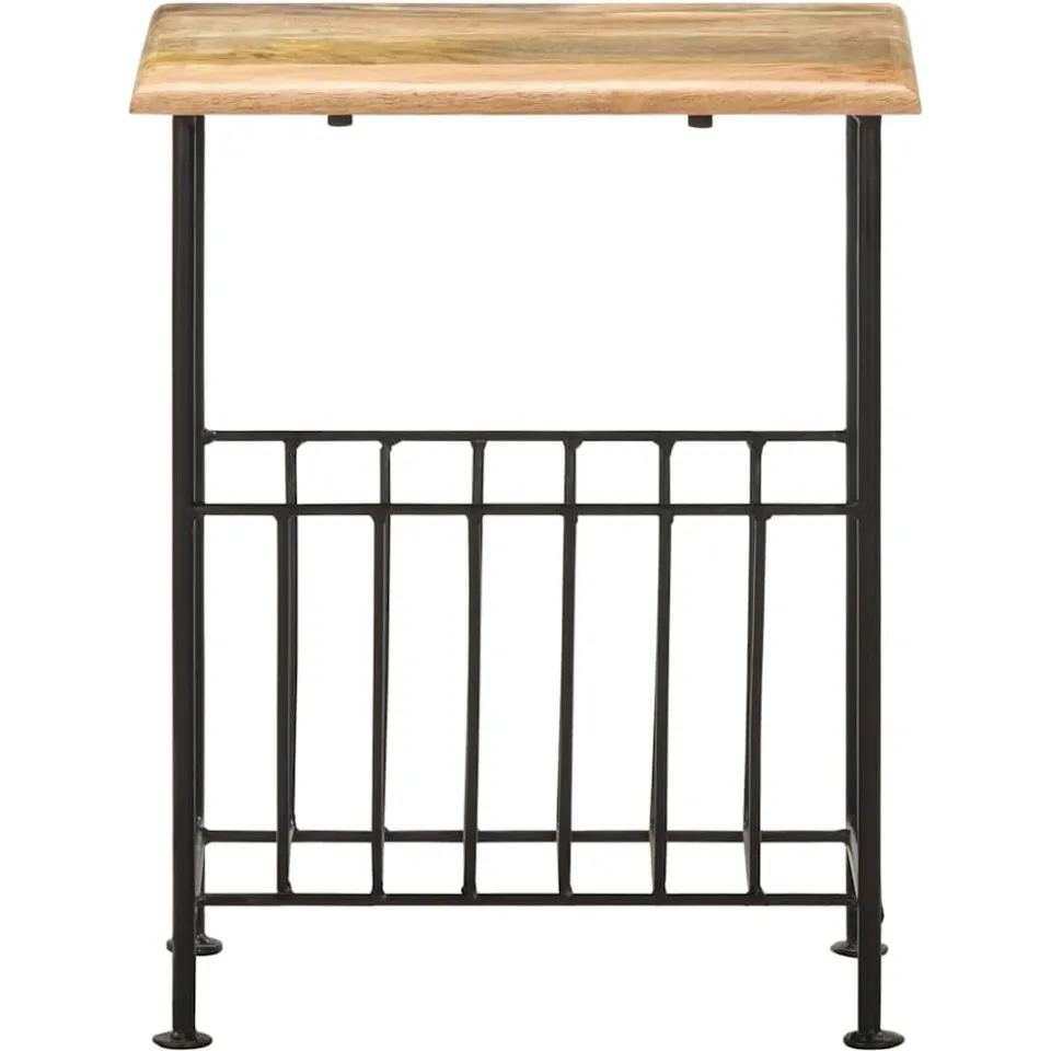 vidaXL Tijdschriftenrek 40x30x50 cm massief mangohout en staal Zwart