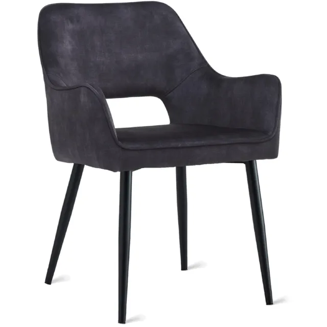 Nest of Nora Set van 2 - Nest of Nora Eetkamerstoelen Ronn - Velvet antraciet keukenstoel