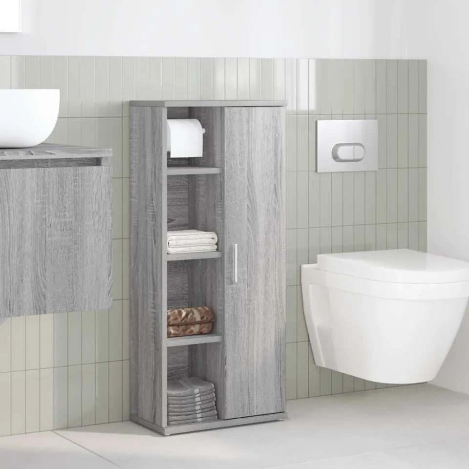 vidaXL Badkamerkast met rolhouder 39x22x90 cm grijs sonoma eiken, foto 2