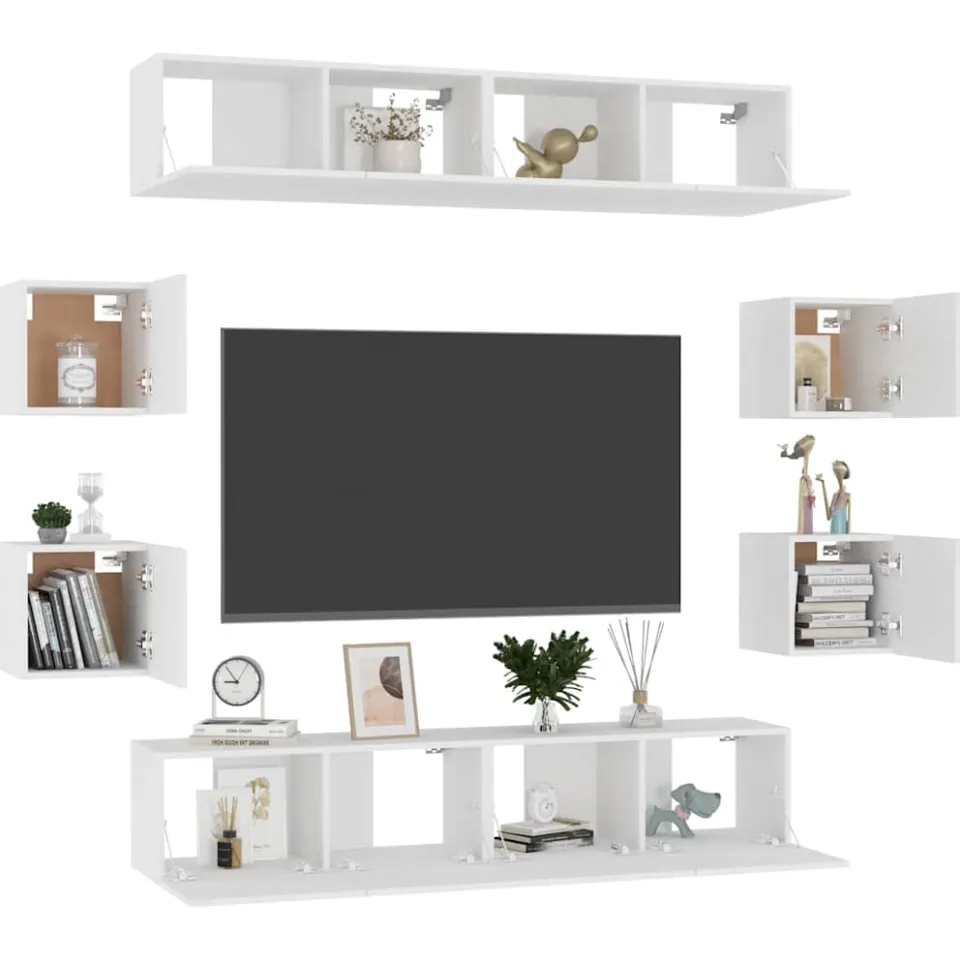 vidaXL 8-delige Tv-meubelset bewerkt hout wit, foto 3
