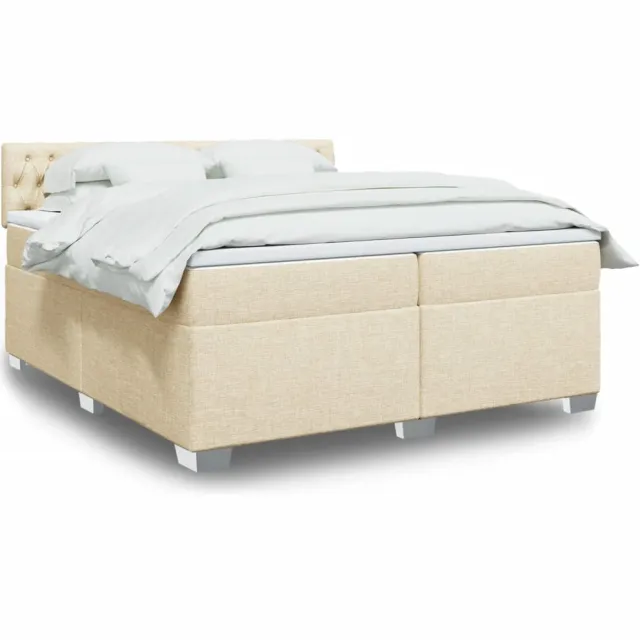 vidaXL Boxspring met matras stof crèmekleurig 200x200 cm