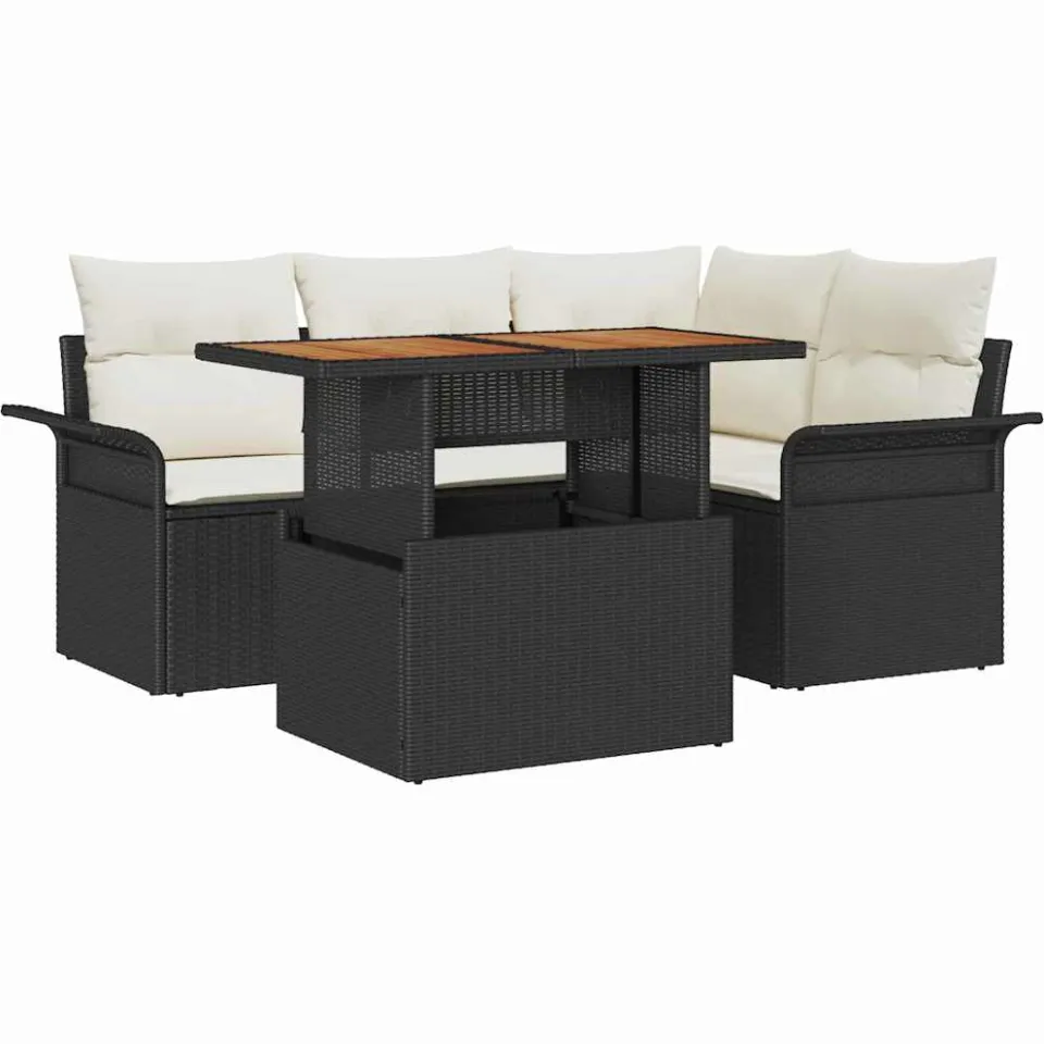 vidaXL Tuin Sofa Set 5 st Zwart Poly riet