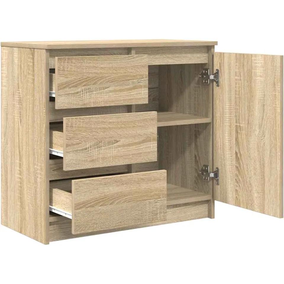 vidaXL Dressoir met lade 71x35x65 cm spaanplaat sonoma eikenkleurig, foto 4