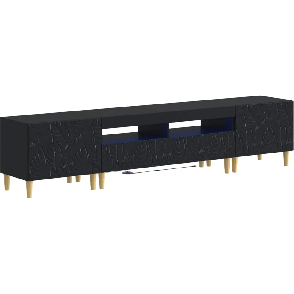 vidaXL 3-delige LED TV-kast DELFT Zwart Bewerkt hout