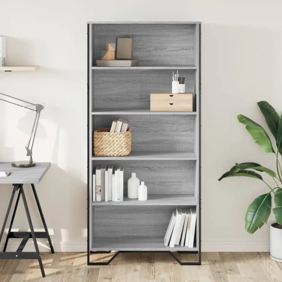 vidaXL Boekenkast 80x31x169 cm bewerkt hout grijs sonoma eikenkleurig, foto 2
