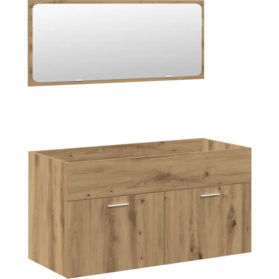 vidaXL 4-delige Badkamermeubelset bewerkt hout artisanaal eikenkleur, foto 4