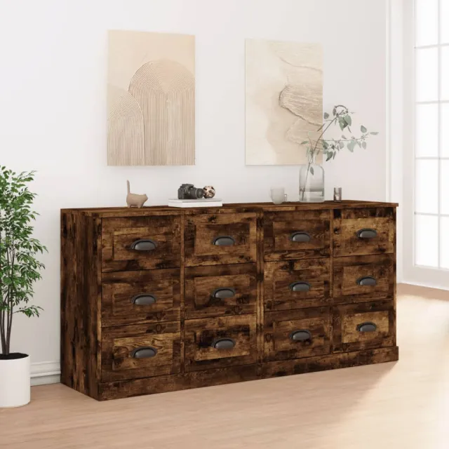 vidaXL Dressoirs 2 st bewerkt hout gerookt eikenkleurig, foto 2