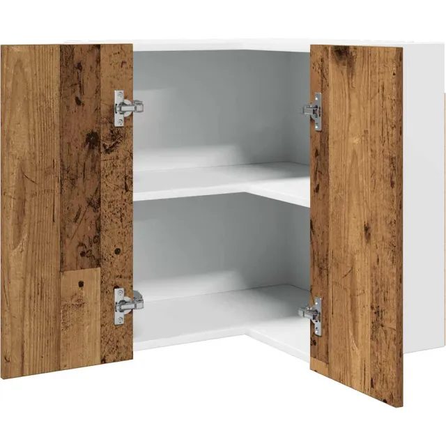 vidaXL Hanghoekkast Lyon 57x57x60 cm bewerkt hout oud houtkleurig Bruin