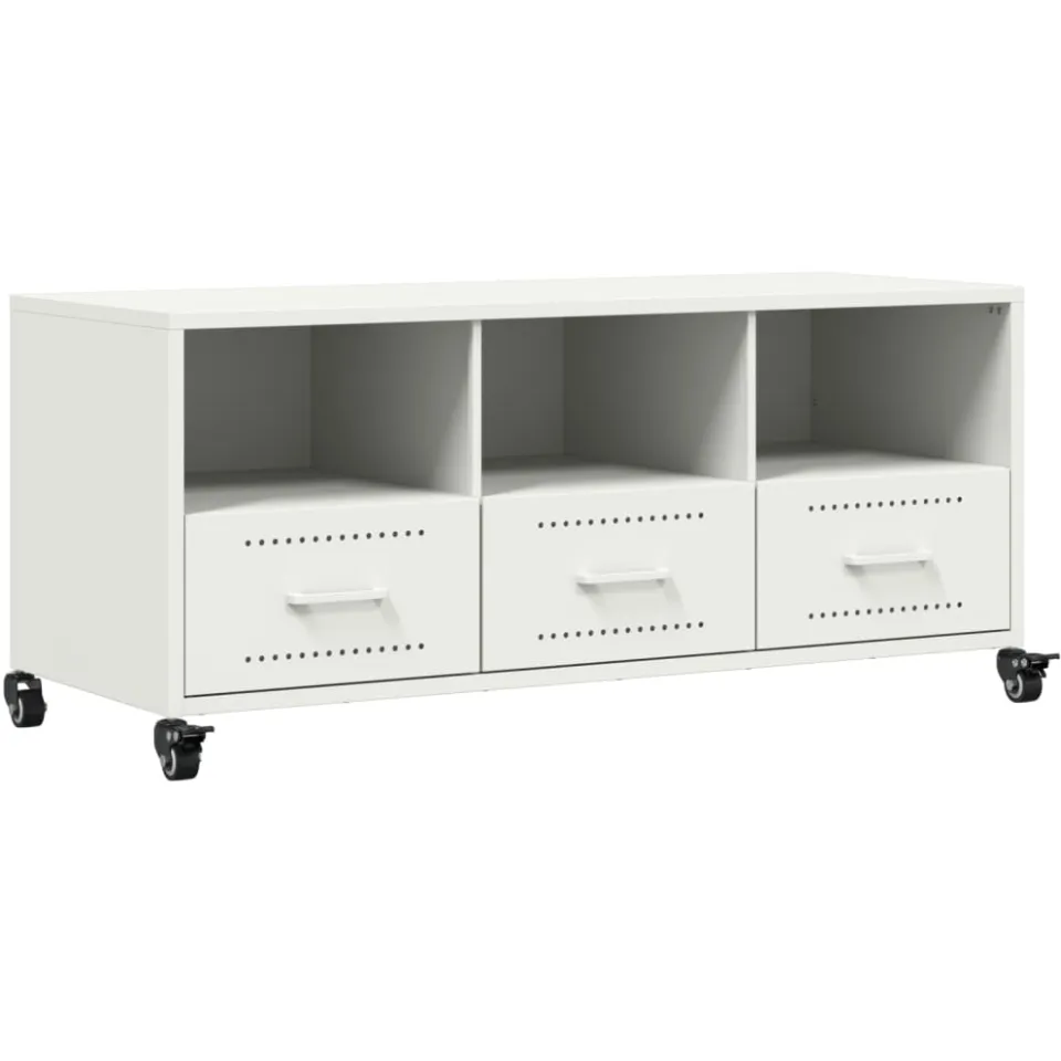 vidaXL Tv-meubel 100,5x39x43,5 cm staal wit