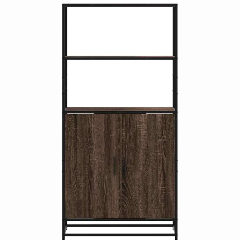 vidaXL Hoge kast 68x35x139 cm bewerkt hout en metaal bruin eikenkleur, foto 4