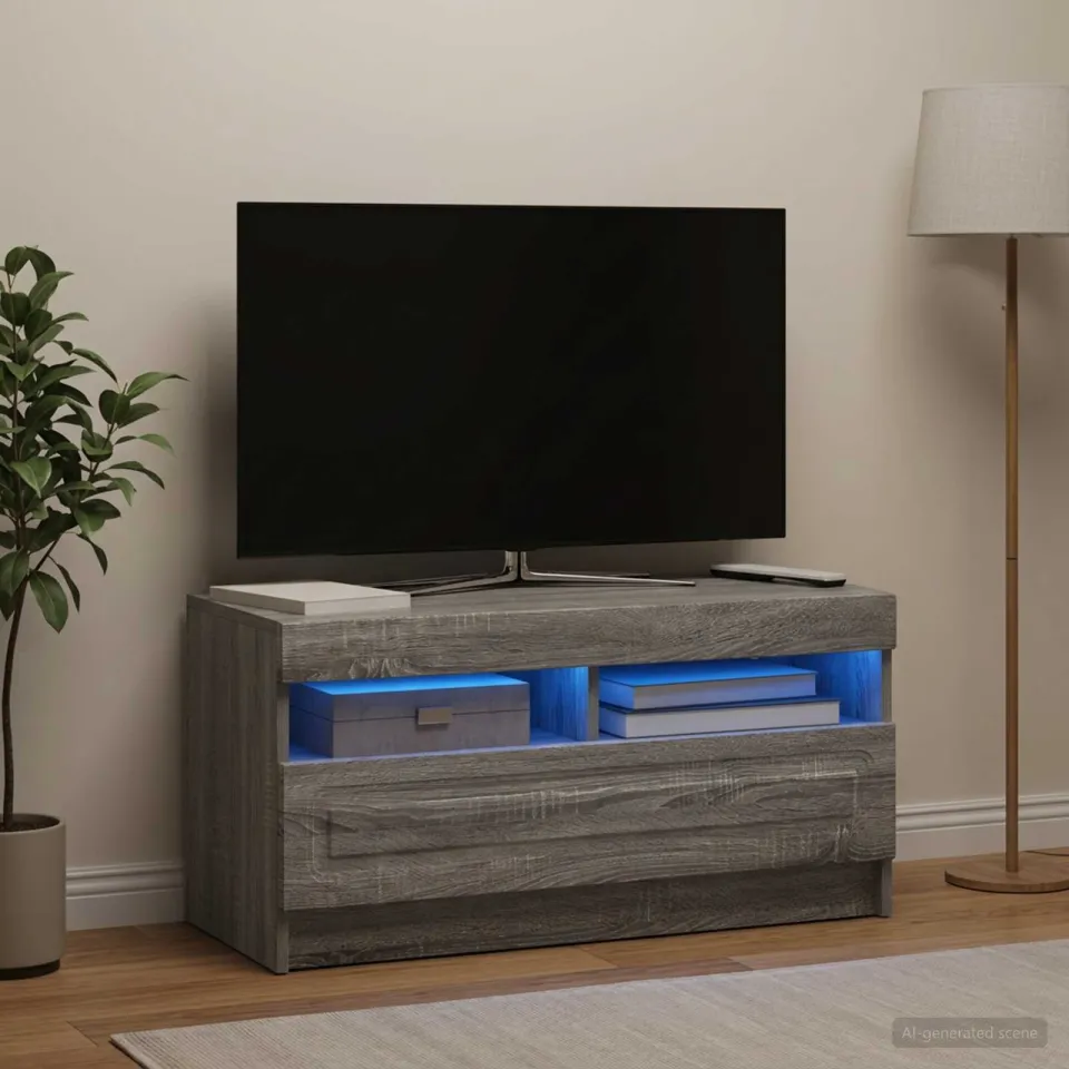 vidaXL LED tv-meubel Grijs Sonoma Bewerkt hout, foto 4