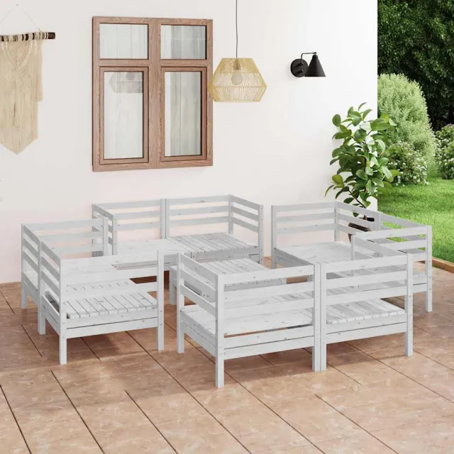 vidaXL 9-delige Loungeset massief grenenhout wit, foto 2