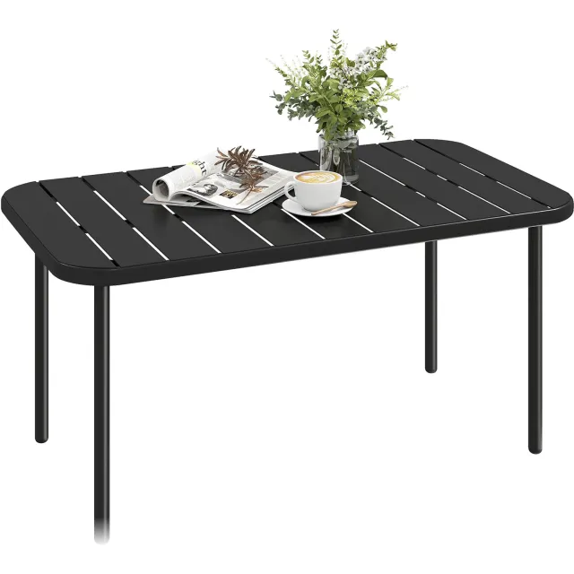 Outsunny Loungetafel Metaal Roestbestendig - Salontafel - Bijzettafel - Tuintafel - Zwart