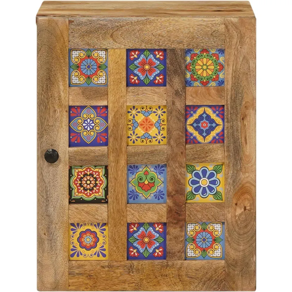 vidaXL Badkamer Hangkast Naturel 38 x 33 x 48 cm Massief Mango Hout, foto 3