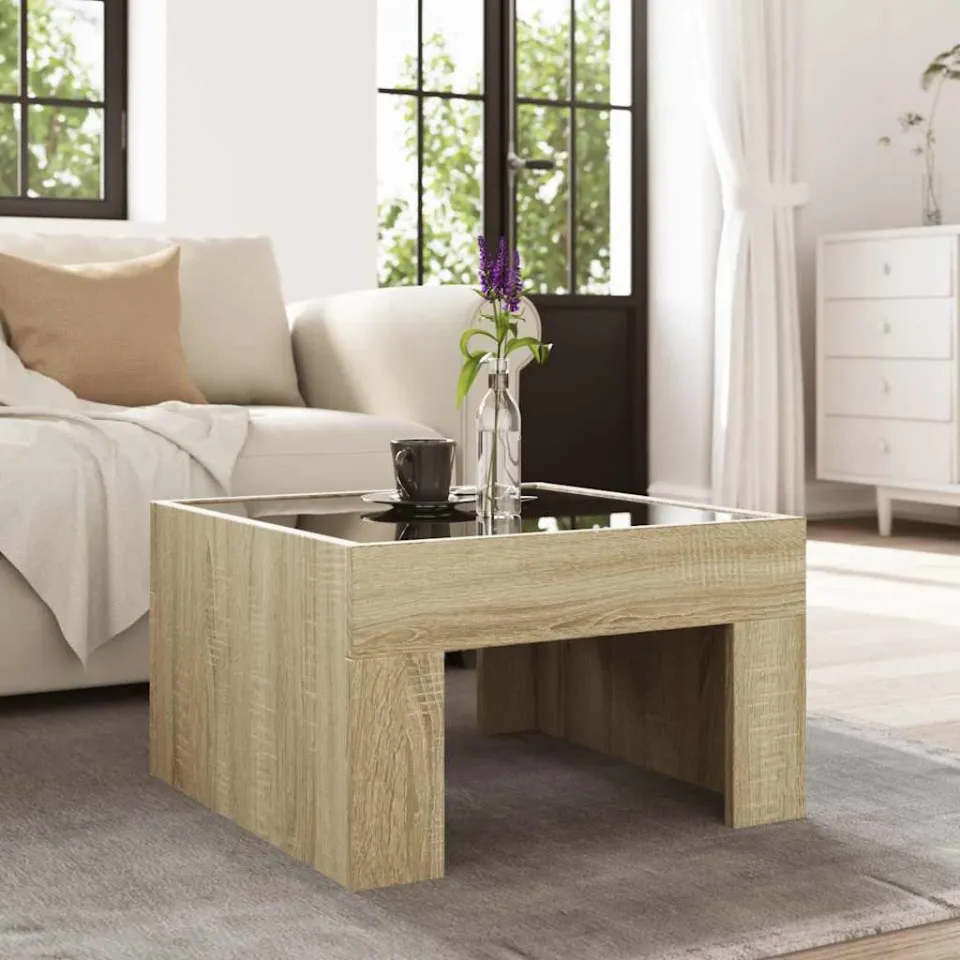 vidaXL Salontafel met Infinity LED 50x50x30 cm sonoma eikenkleurig, foto 3