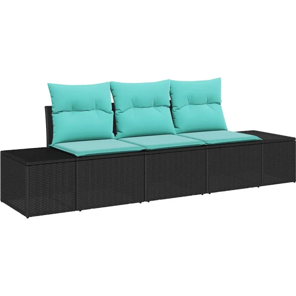 vidaXL Bankstel 3 st Zwart poly rattan