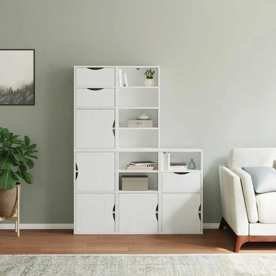vidaXL Bijzetkasten 5 st ODDA 40x24x79 cm massief grenenhout wit, foto 3