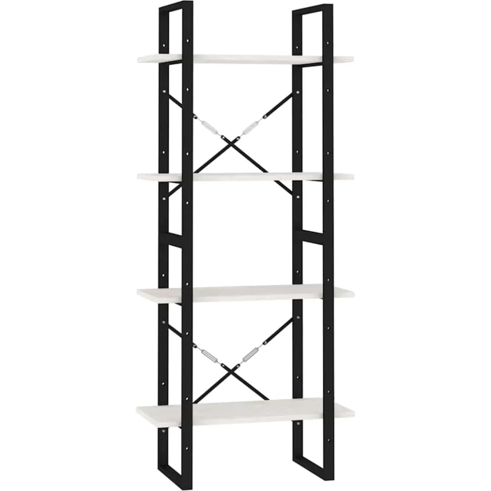 vidaXL Boekenkast met 4 schappen 60x30x140 cm massief grenenhout wit, foto 3
