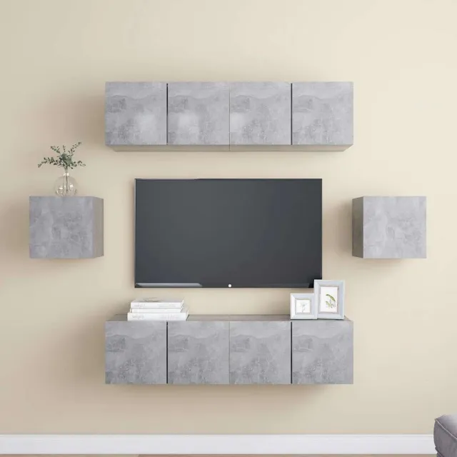 vidaXL 6-delige Tv-meubelset bewerkt hout betongrijs grijs, foto 2