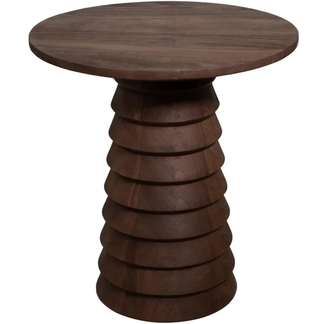 DÉJA Living Bijzettafel Marin - Rond Donkerbruin Hout - 46x46x50cm